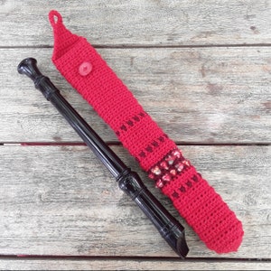 Case / cover / bag for recorder, crocheted, colorful Red