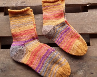 Chaussettes mère-enfant, taille. 38 - 39 et 31 - 32, colorés, épais et chauds