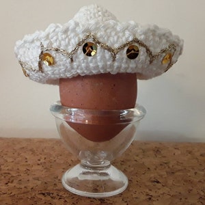 Eggwarmer mexican mariachi hat, sombrero, Easter breakfast table Weiss