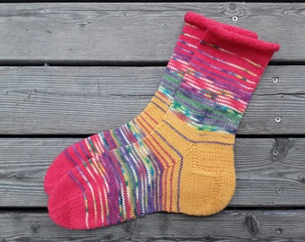 Le cool, coloré - chaussettes en restes de laine Taille 38 - 39, fait main