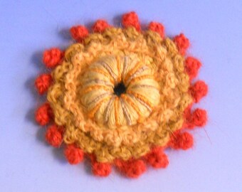 Crocheted Brooch Sun / Flower