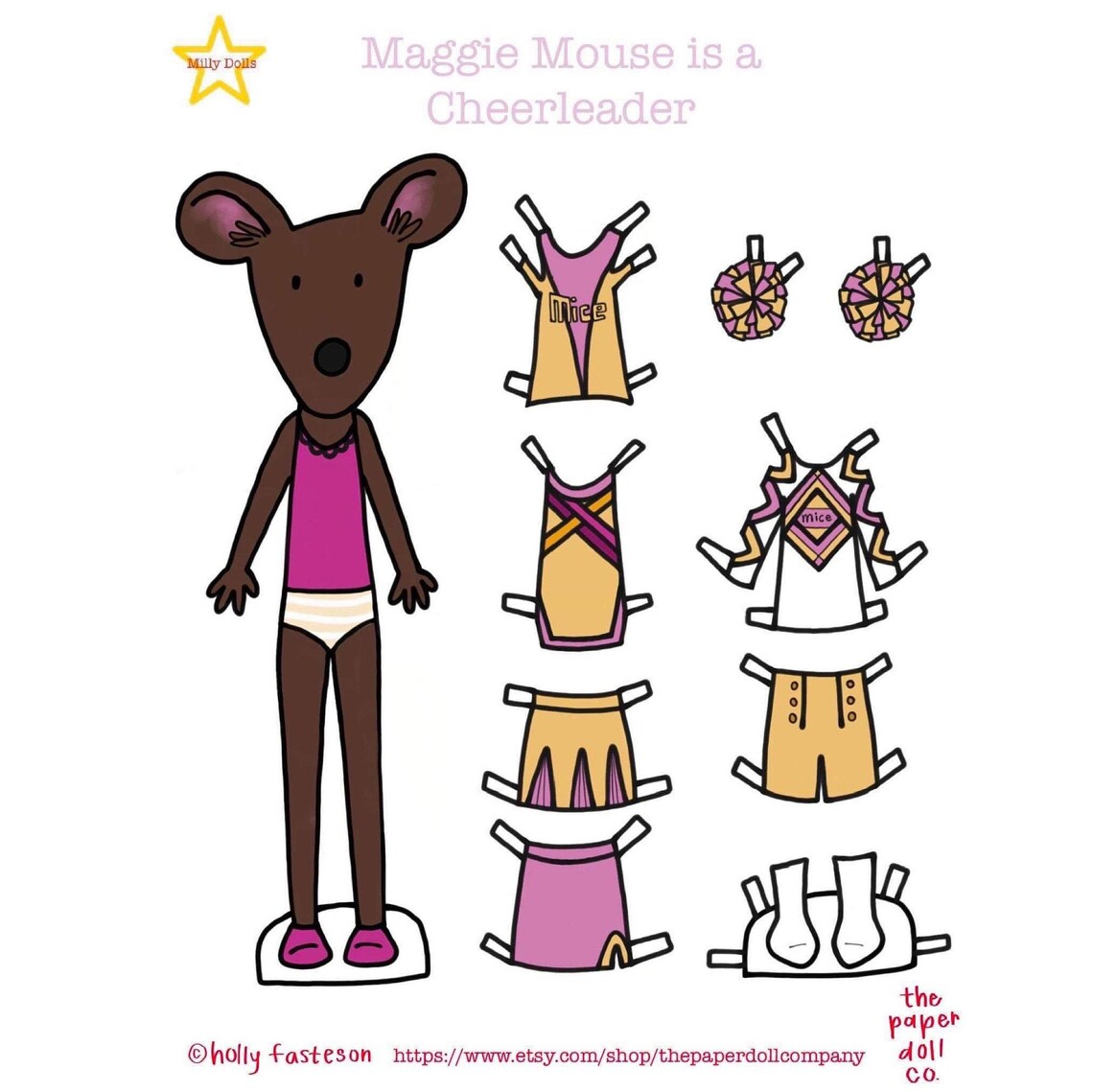 Cheerleading Paper Dolls Daisy Dolls Etsy