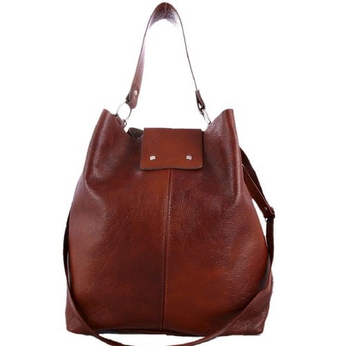 Leather HOBO Bag Chestnut Brown Leather Handbag Crossbody - Etsy