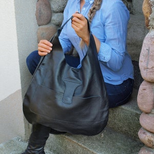 Große schwarze Leder Handtasche Tote, slouchy Hobo Ledertasche, Weekender Oversized Tasche, Schultertasche aus Leder, Ledertasche, Leder Geldbörse,