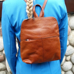 Sac à dos convertible en cuir cognac, sac à langer, sac à dos en cuir, sac à bandoulière pour femme, sac tous les jours, sac marron pour femme, wickeltasche leder