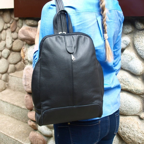 Black leather convertible backpack, Lederrucksack, soft leather hobo bag, diaper bag, Leather Purse, shoulder bag, Every Day Bag