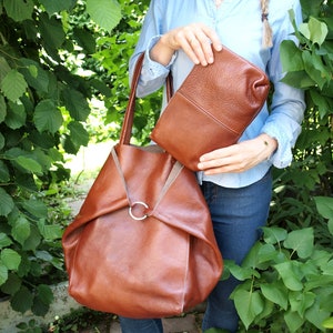 Cognac OVERSIZE SHOPPER Tasche - Große Leder Tragetasche - Große Schultertasche, Cognac Leder Henkeltasche - Große slouchy Hobo Tasche, weiches Leder,