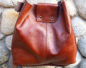 Large LEATHER TOTE Shoulder bag, Slouchy Tote, Woman leather purse , Brown Handbag for Women, Soft Leather Bag, Leather Bag with strap
