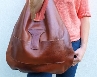 LEATHER TOTE bag, Large Cognac Leather Handbag Tote, Leather Shoulder Bag, Leather Bag, Leather Purse, oversized bags for women