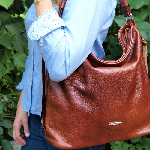 Large Slouchy shops Hobo Bag, Leather TOTE shoulder bag, Soft Leather BagHandbag for Women, Cognac Leather TOTE Bag, Gift For Her, Chrismtas Gift,