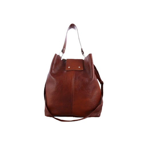 Leather TOTE Hobo Bag Brown Leather Tote Brown Leather - Etsy