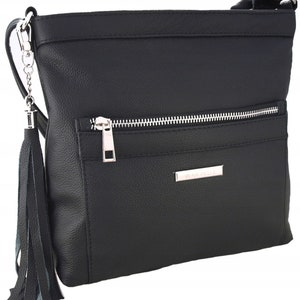 Black Leather Crossbody Bag, leather hobo bag, Leather Tote Bag For Women, crossbody purse, slouchy tote bag, diaper bag, Woman shoulder bag image 5