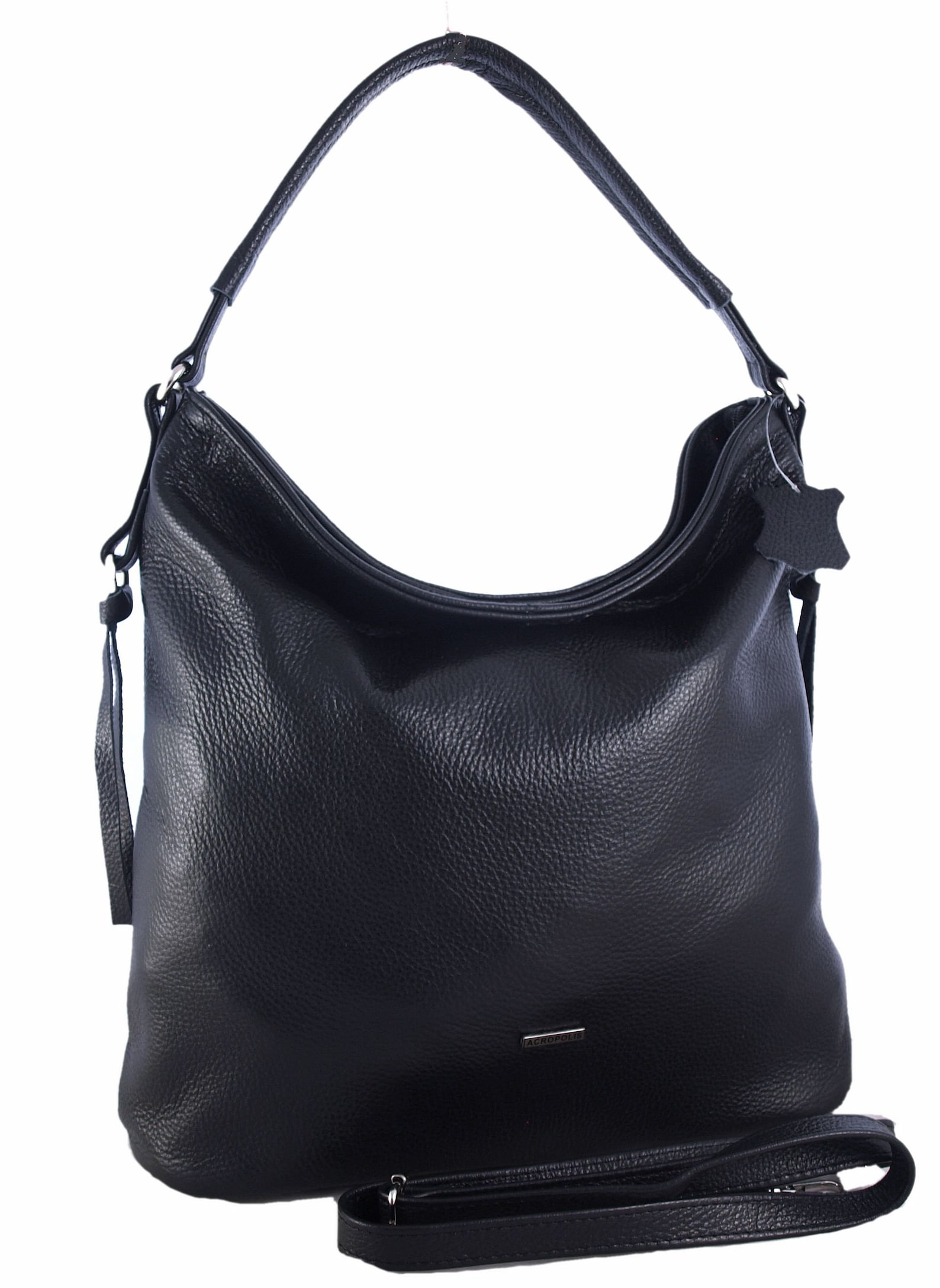 Black Leather Hobo Handbag Tote Bag With Crossbody Strap - Etsy