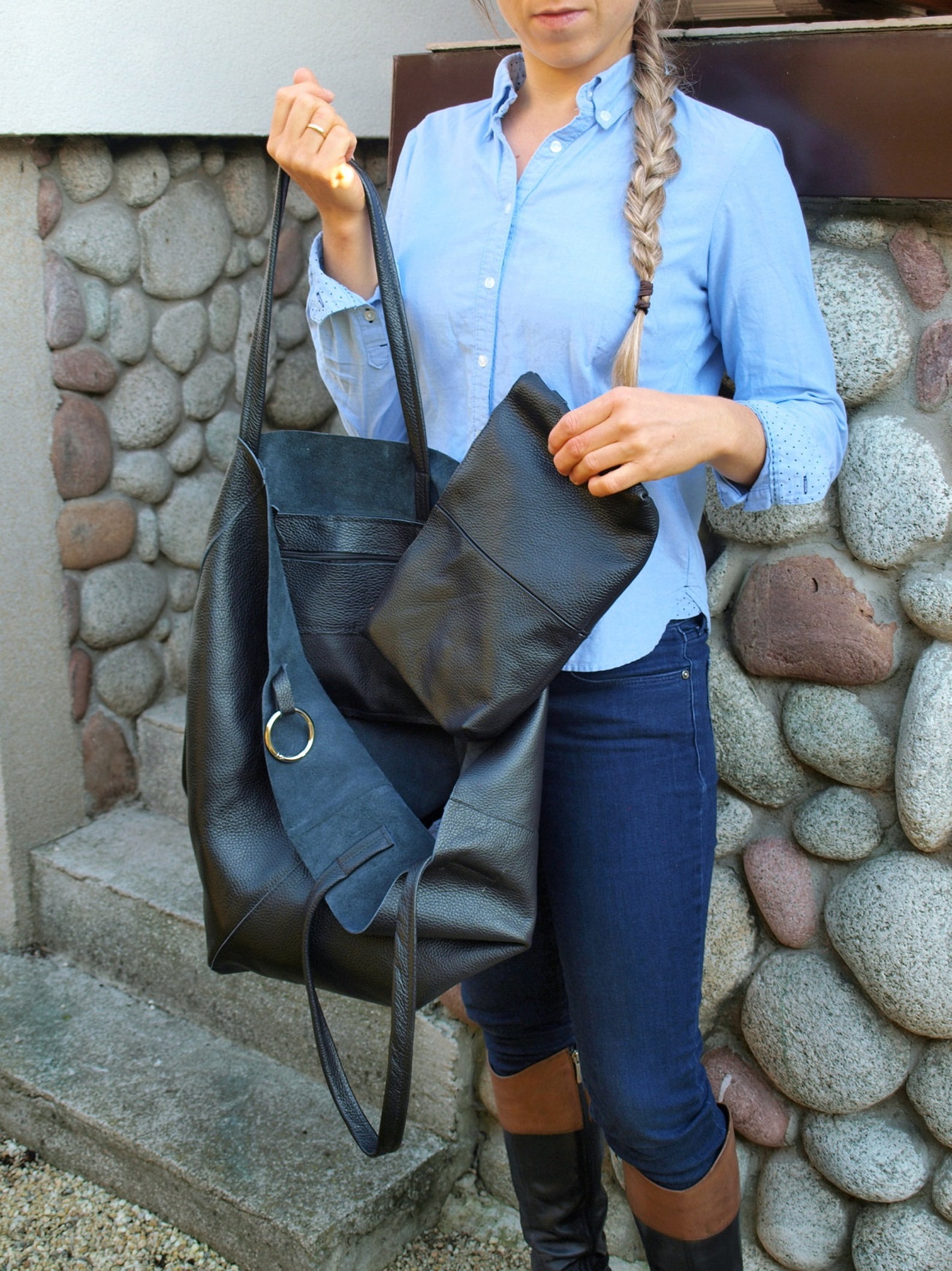 Shoulder Tote Bag - Black