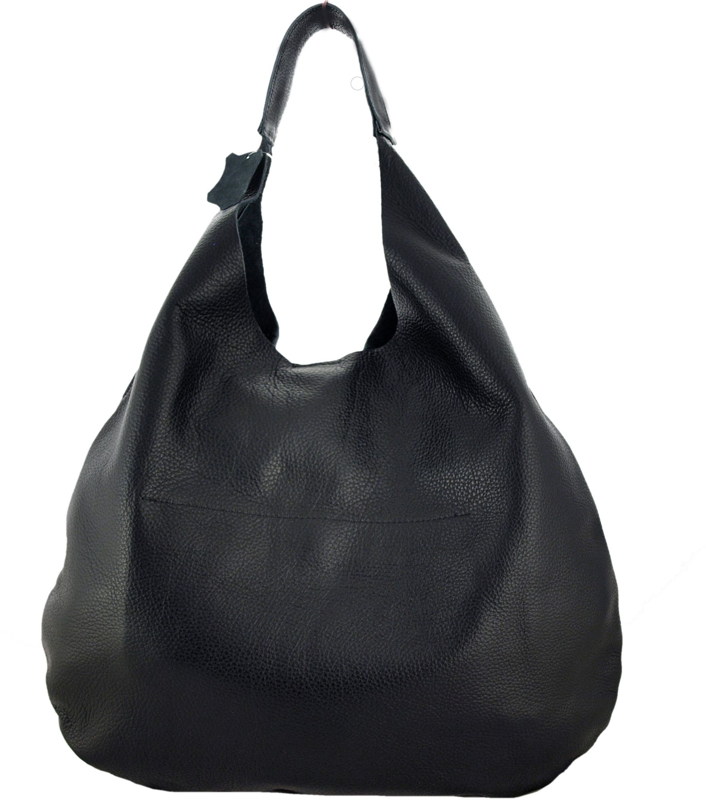 Large Black Leather Handbag Tote slouchy hobo leather bag | Etsy
