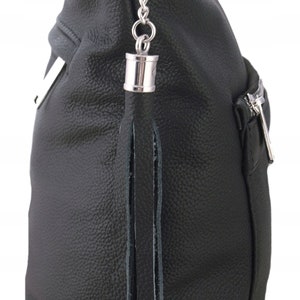 Black Leather Crossbody Bag, leather hobo bag, Leather Tote Bag For Women, crossbody purse, slouchy tote bag, diaper bag, Woman shoulder bag image 9