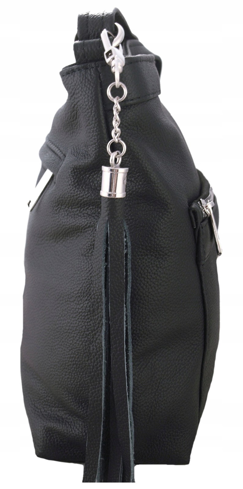 Black Leather Crossbody Bag, leather hobo bag, Leather Tote Bag For Women, crossbody purse, slouchy tote bag, diaper bag, Woman shoulder bag image 9