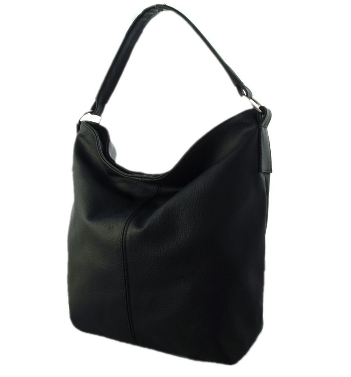 Black Leather Hobo Bag Leather Tote Bag With Pockets Black Etsy