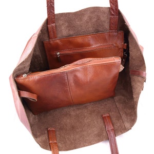 Große COGNAC Leder TOTE Tasche, Weekender übergroße Tasche, Slouchy Tote Geldbörse, weiche Ledertasche, jeden Tag Tasche, Frauen Ledertasche Bild 10