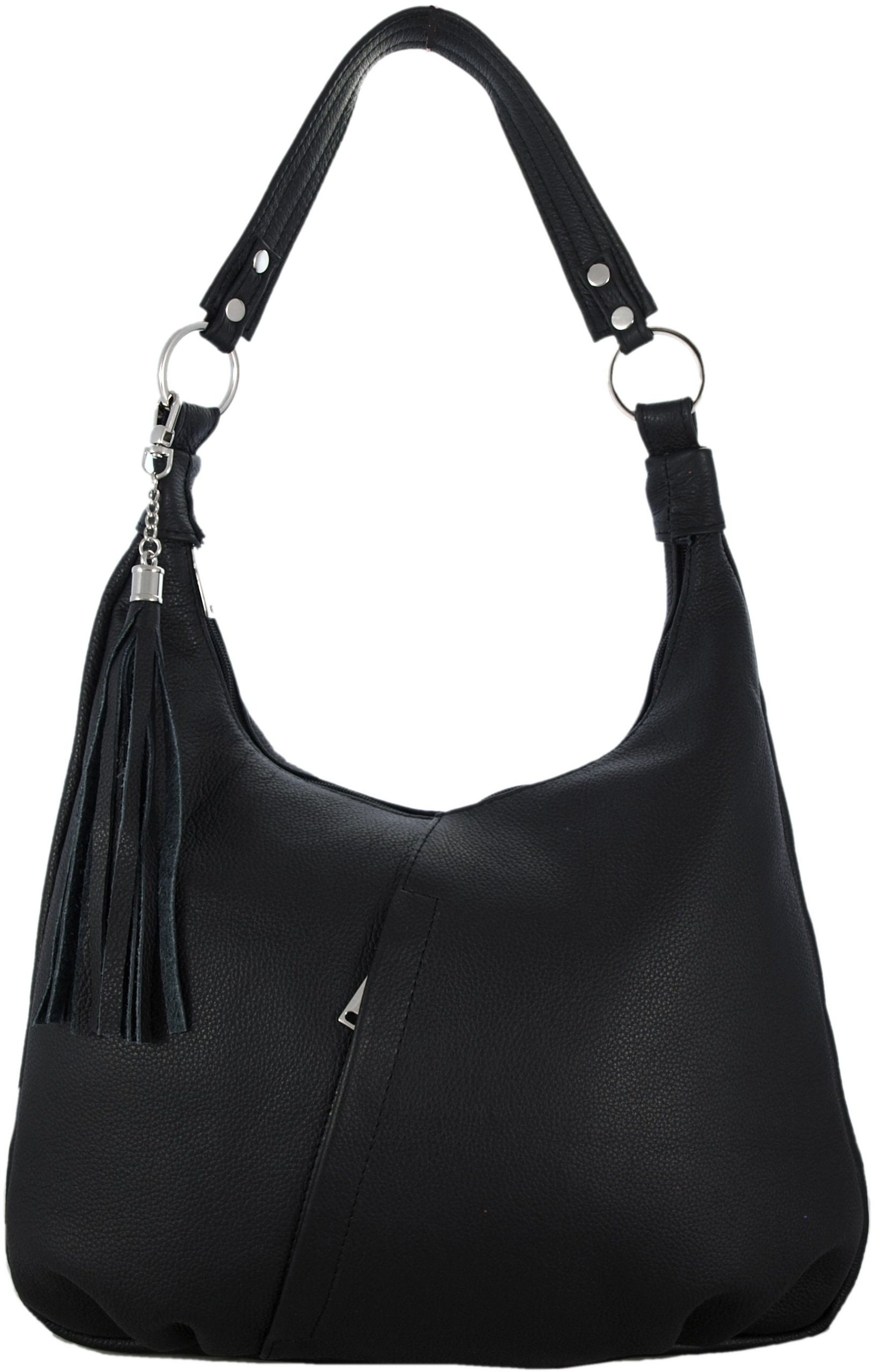 Black Leather Hobo Bag Slouchy Tote Bag Woman Leather Etsy