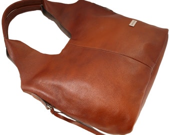 Slouchy TOTE tas met een kleine make-uptas, lederen tas, tassen voor dames, zachte leren tas, leren damestas, leren schoudertas