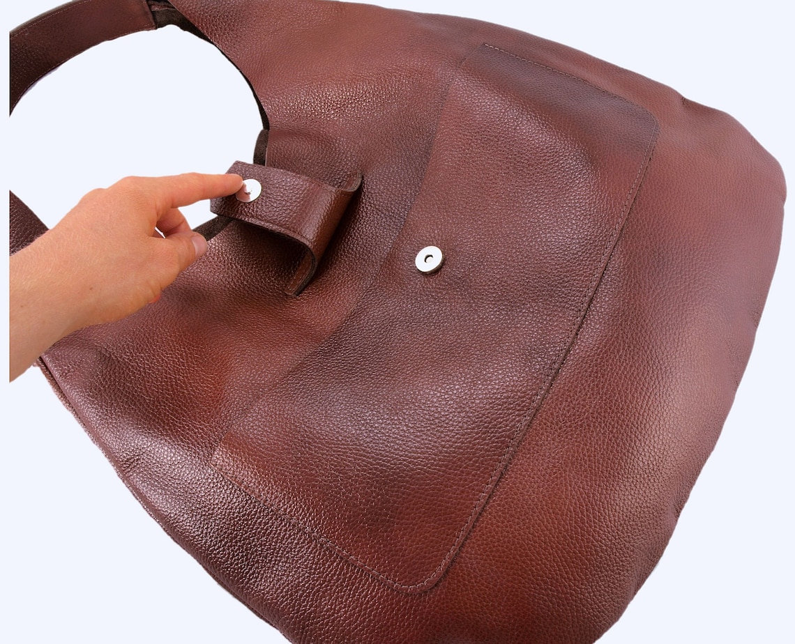 Large Leather Shoulder Bag Brown Handbag for Women Soft Etsy — free download