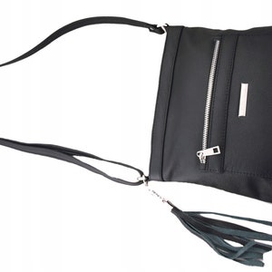Black Leather Crossbody Bag, leather hobo bag, Leather Tote Bag For Women, crossbody purse, slouchy tote bag, diaper bag, Woman shoulder bag image 8