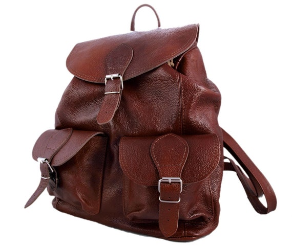 cognac backpack purse