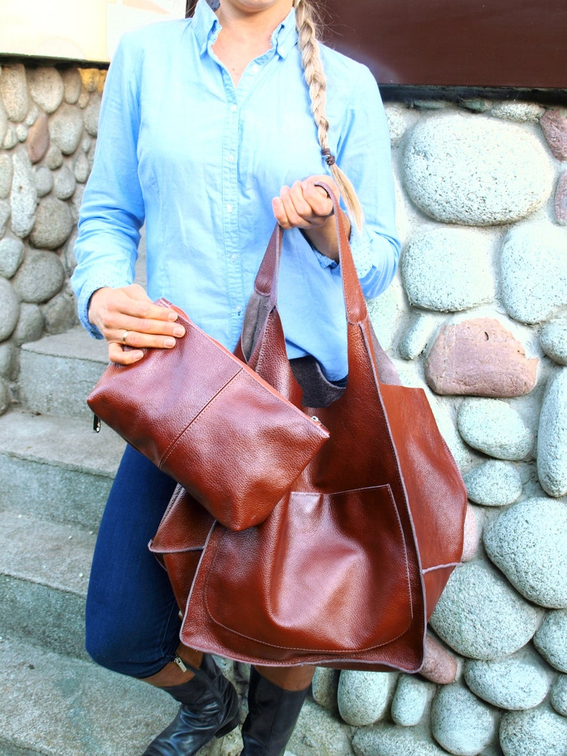 Beverly Suede Tote Bag-Cognac