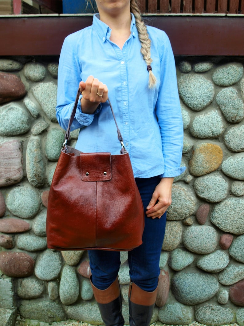 Leather Hobo Bag Brown Leather Crossbody Bagleather Hobo Etsy
