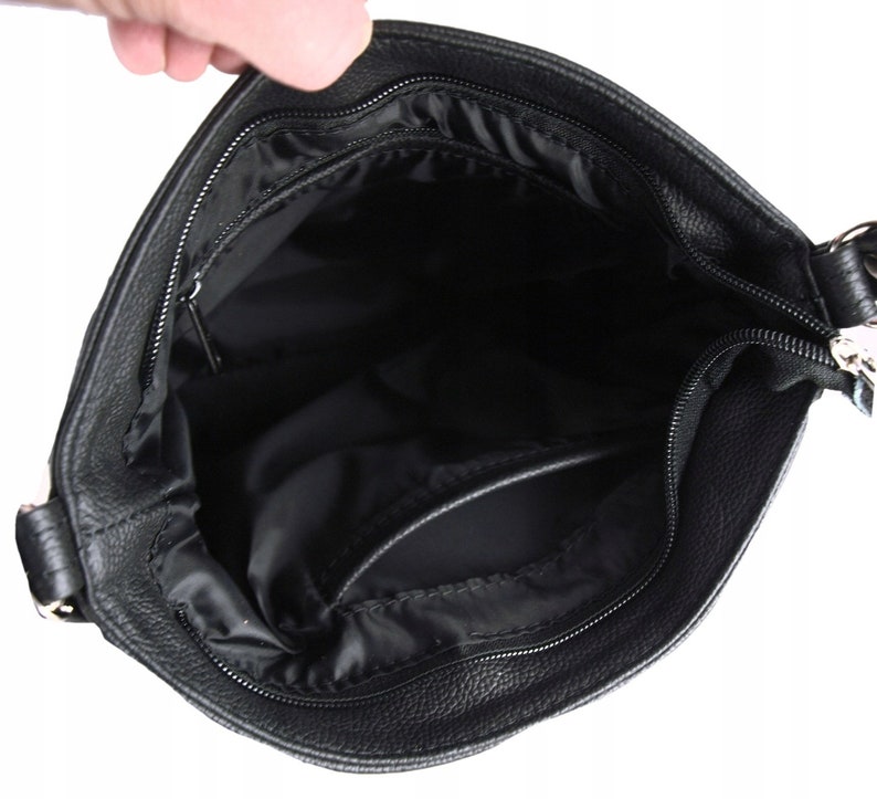 Black Leather Crossbody Bag, leather hobo bag, Leather Tote Bag For Women, crossbody purse, slouchy tote bag, diaper bag, Woman shoulder bag image 10