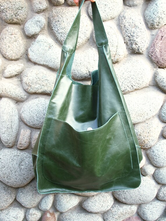 Pebble Grain Leather Half Moon Shoulder Bag