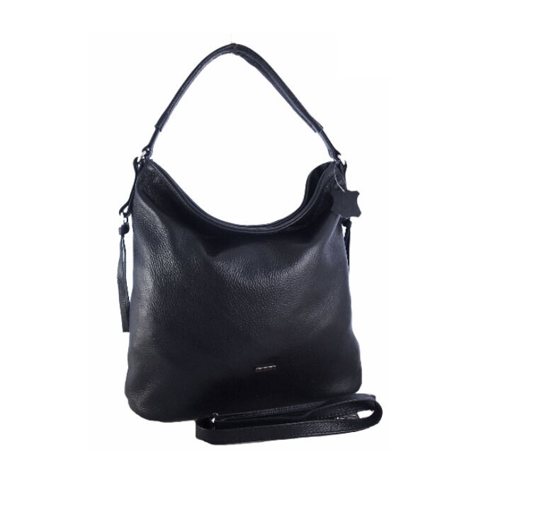 Large Leather TOTE Shoulder Bag, Black Slouchy Tote, Handbag