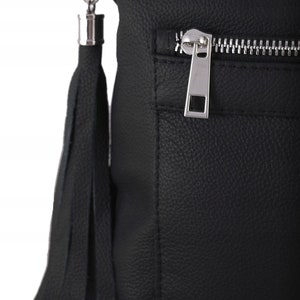 Black Leather Crossbody Bag, leather hobo bag, Leather Tote Bag For Women, crossbody purse, slouchy tote bag, diaper bag, Woman shoulder bag image 4