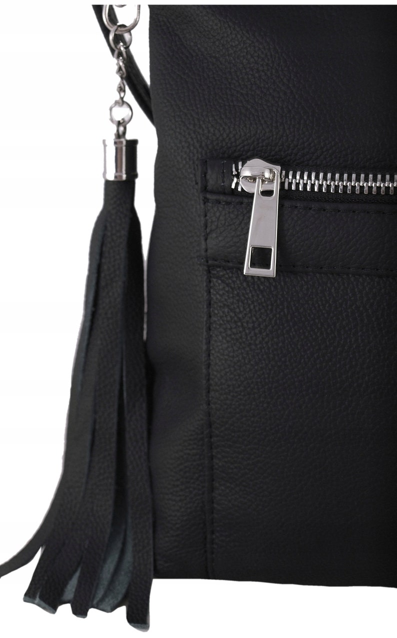 Black Leather Crossbody Bag, leather hobo bag, Leather Tote Bag For Women, crossbody purse, slouchy tote bag, diaper bag, Woman shoulder bag image 4