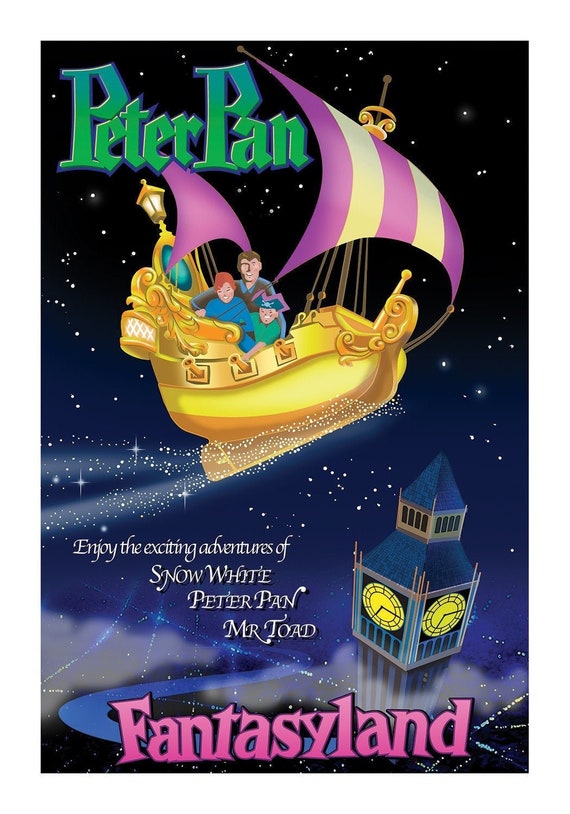 Peter Pan Alternative Poster Disney World Vintage Disneyland Etsy Peter Pan Alternative Poster Disney World Vintage Disneyland Etsy