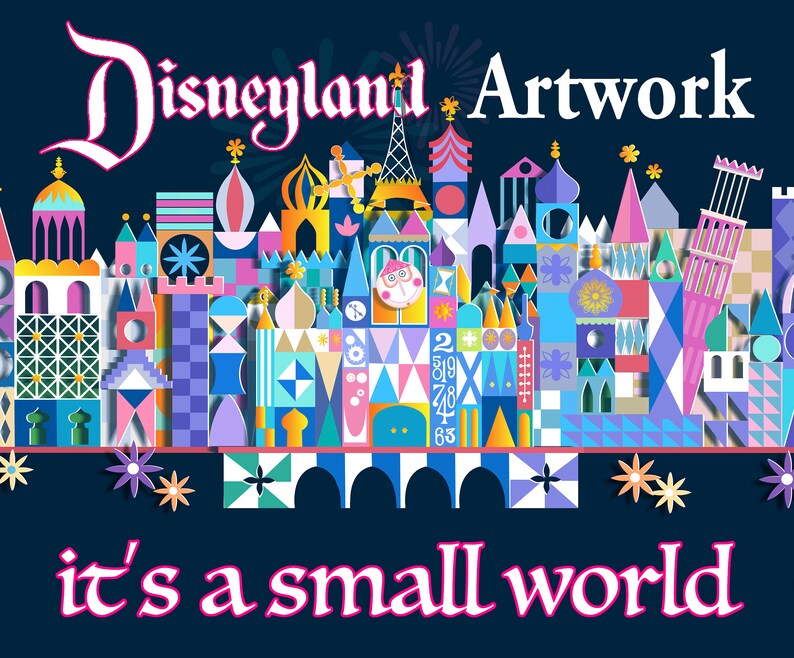 It's A Free World It's a Small World Blueprint Disneyland White/ Disney | Etsy