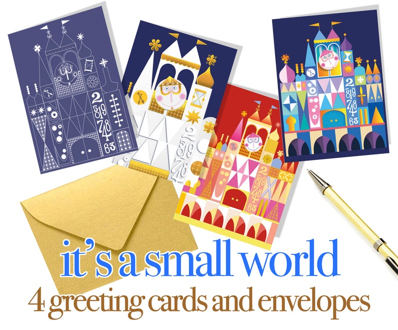 Disneyland Greeting Card 4 Its a Small World A6 Cards 4 Etsy