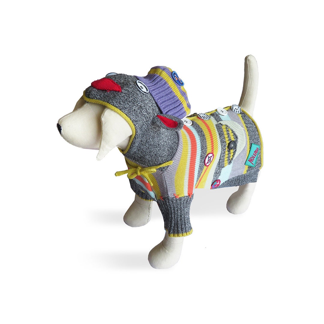 Sock Monkey Dog Sweater Dog Cloths/multicolor / Embroidery Etsy