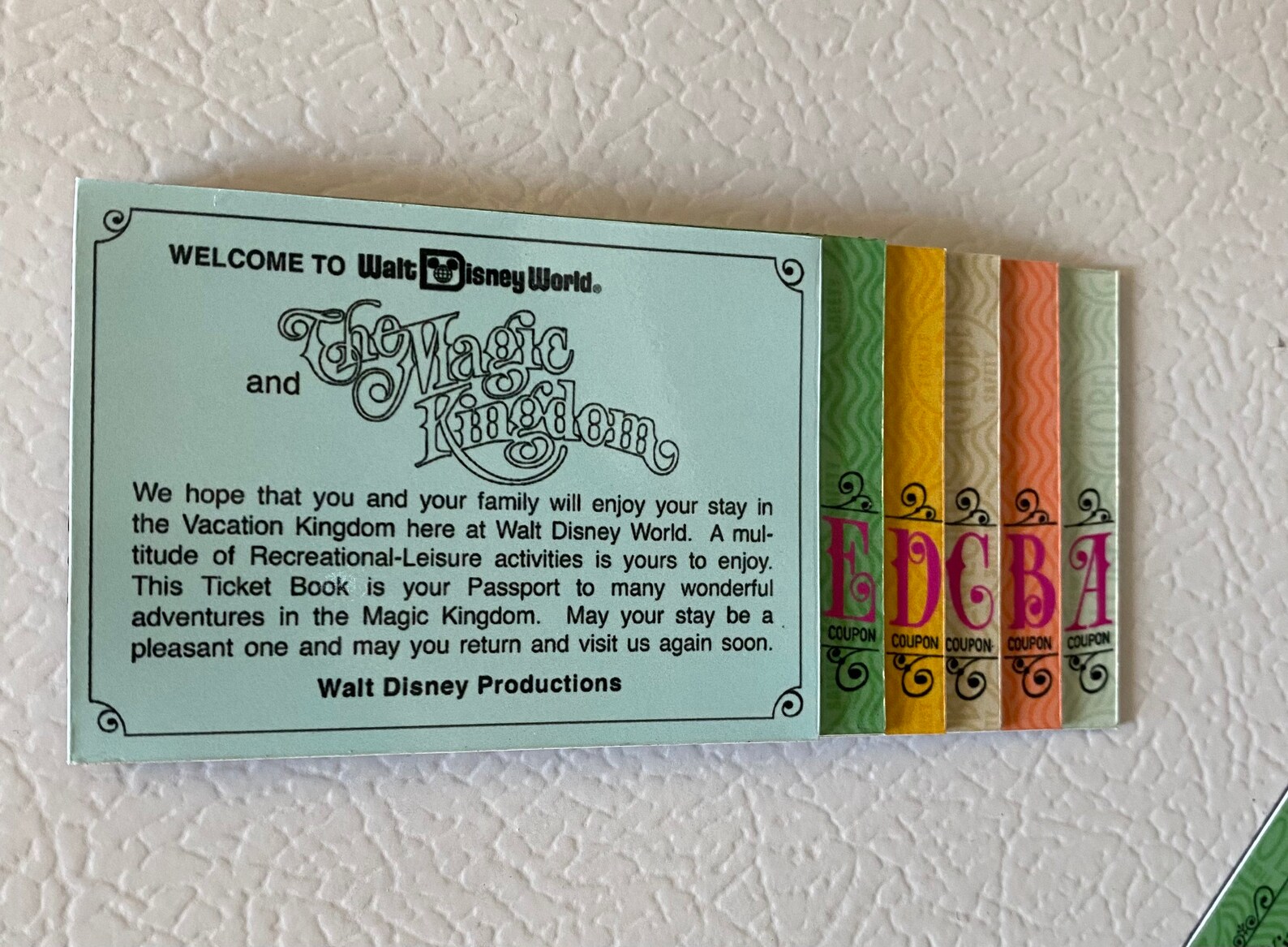 Disney World Magic Kingdom 6 Ticket Book Refrigerator Magnet Set A,b,c ...