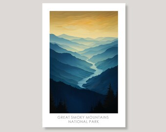 Great Smoky Mountains Dusk | National Park Prints, Framed Prints, and Canvasas | Tennessee North Carolina Prints and Canvas, Appalachian Art