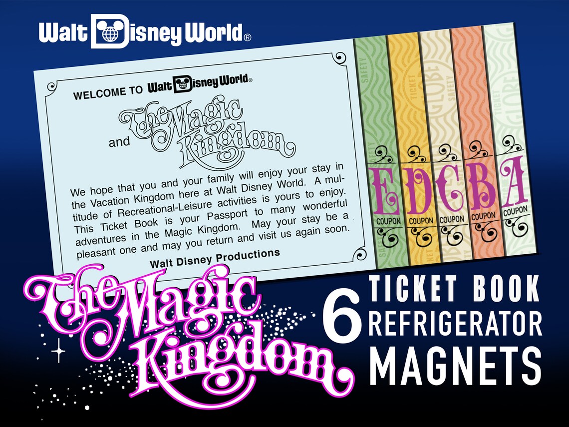 Disney World Magic Kingdom 6 Ticket Book Refrigerator Etsy