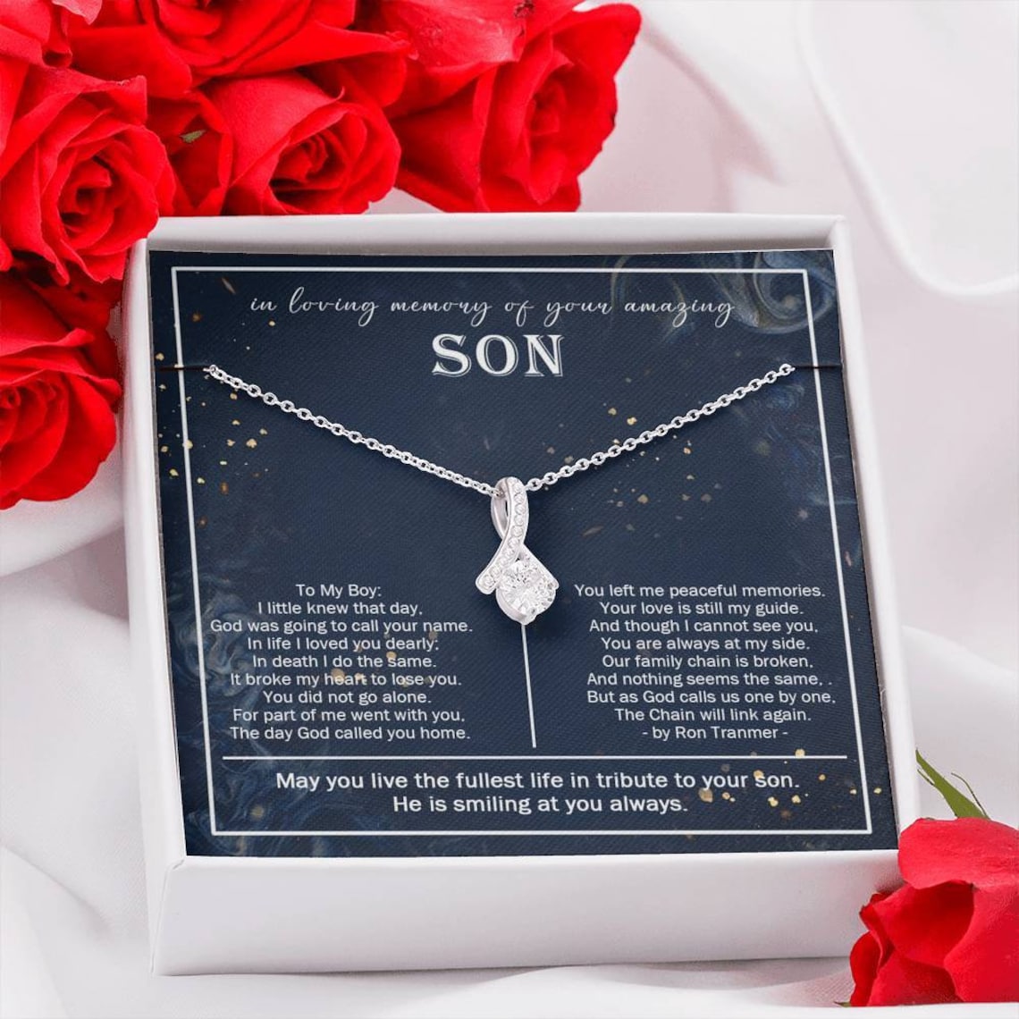 Loss of Son Gift Son Remembrance Necklace Sympathy Gift Son Etsy