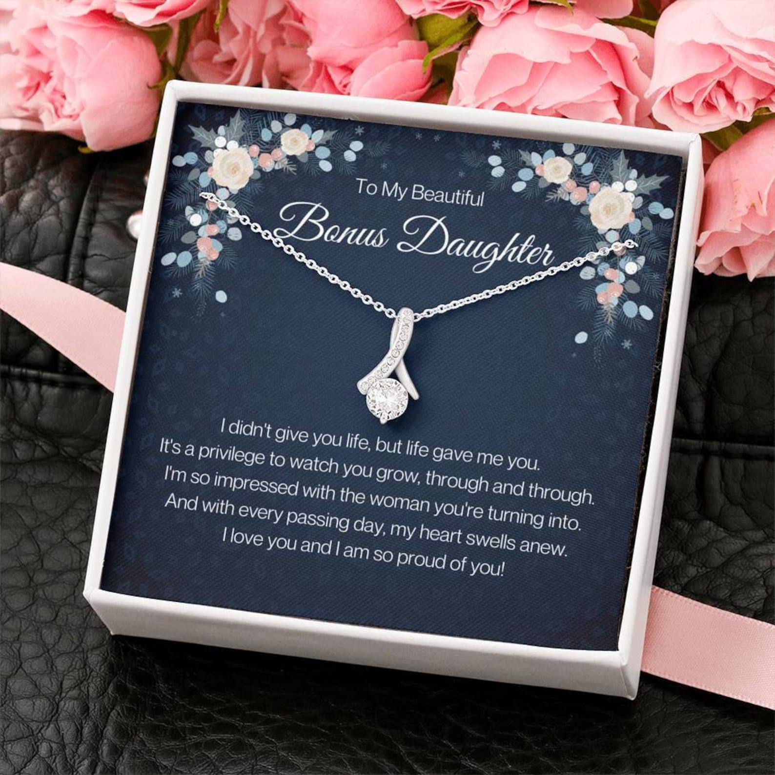 Bonus Daughter Necklace Bonus Daughter Gift Best Birthday Etsy