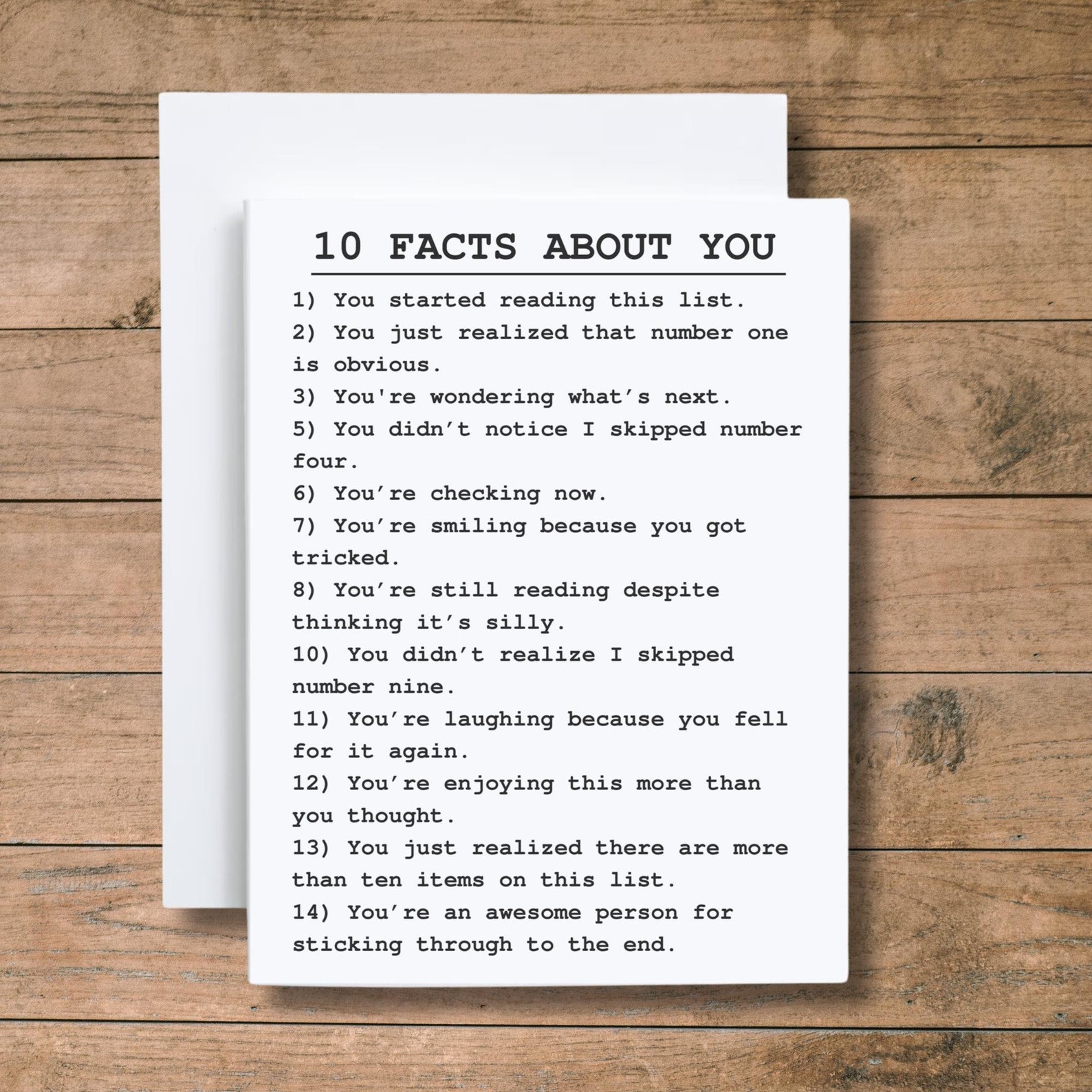 Funny Card for Friends, 10 Facts About You Card, You're an Awesome ...