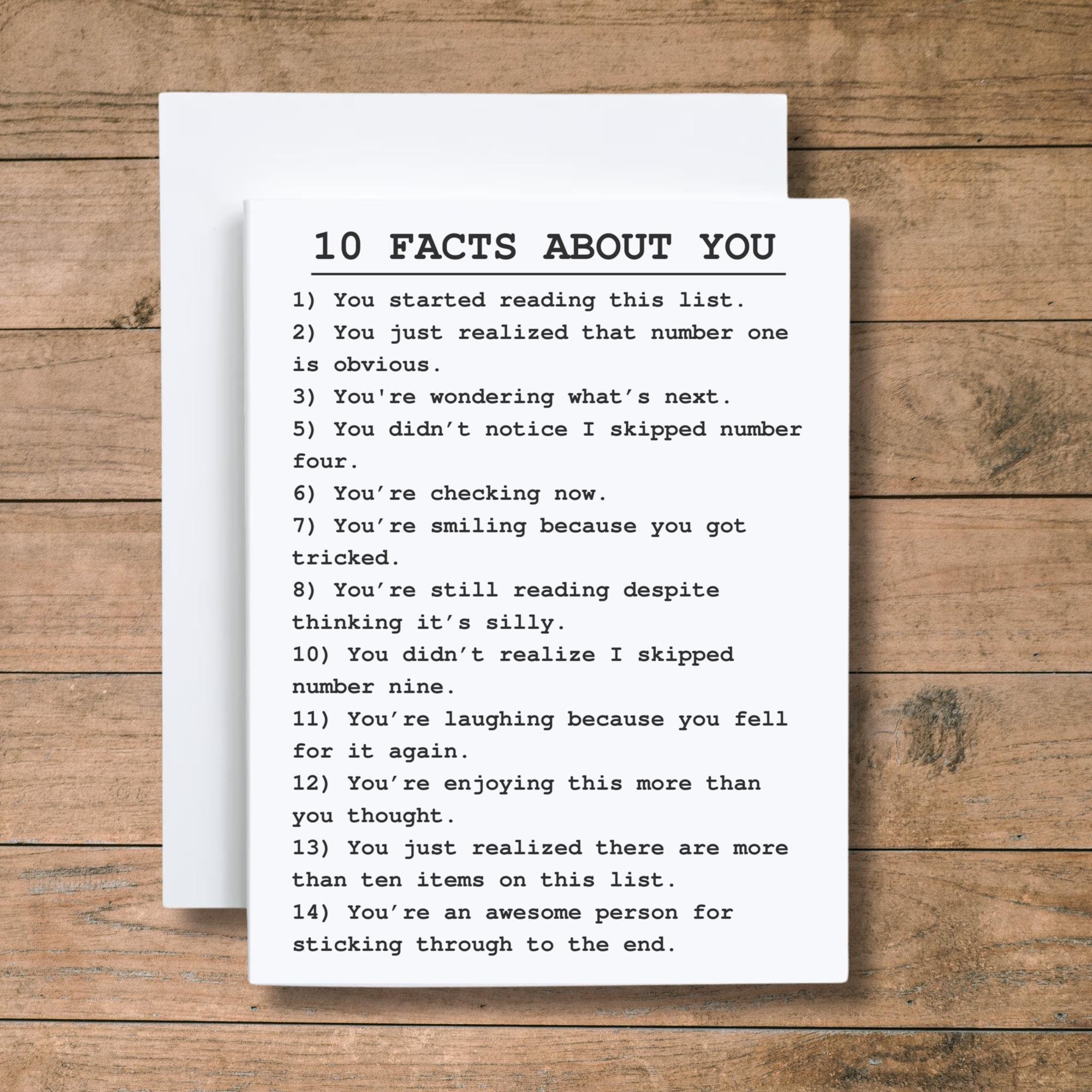 Funny Card for Friends, 10 Facts About You Card, You're an Awesome ...