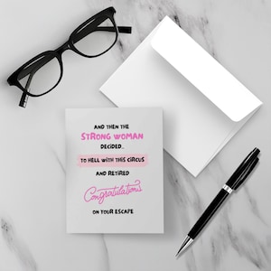 Funny Women Retirement Card, Card For Retirement Women, Retirement Card For Women, The Strong Woman Retired Congratulations Card image 2