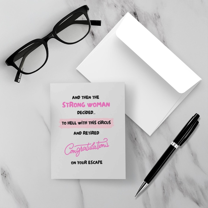 Funny Women Retirement Card, Card For Retirement Women, Retirement Card For Women, The Strong Woman Retired Congratulations Card image 2
