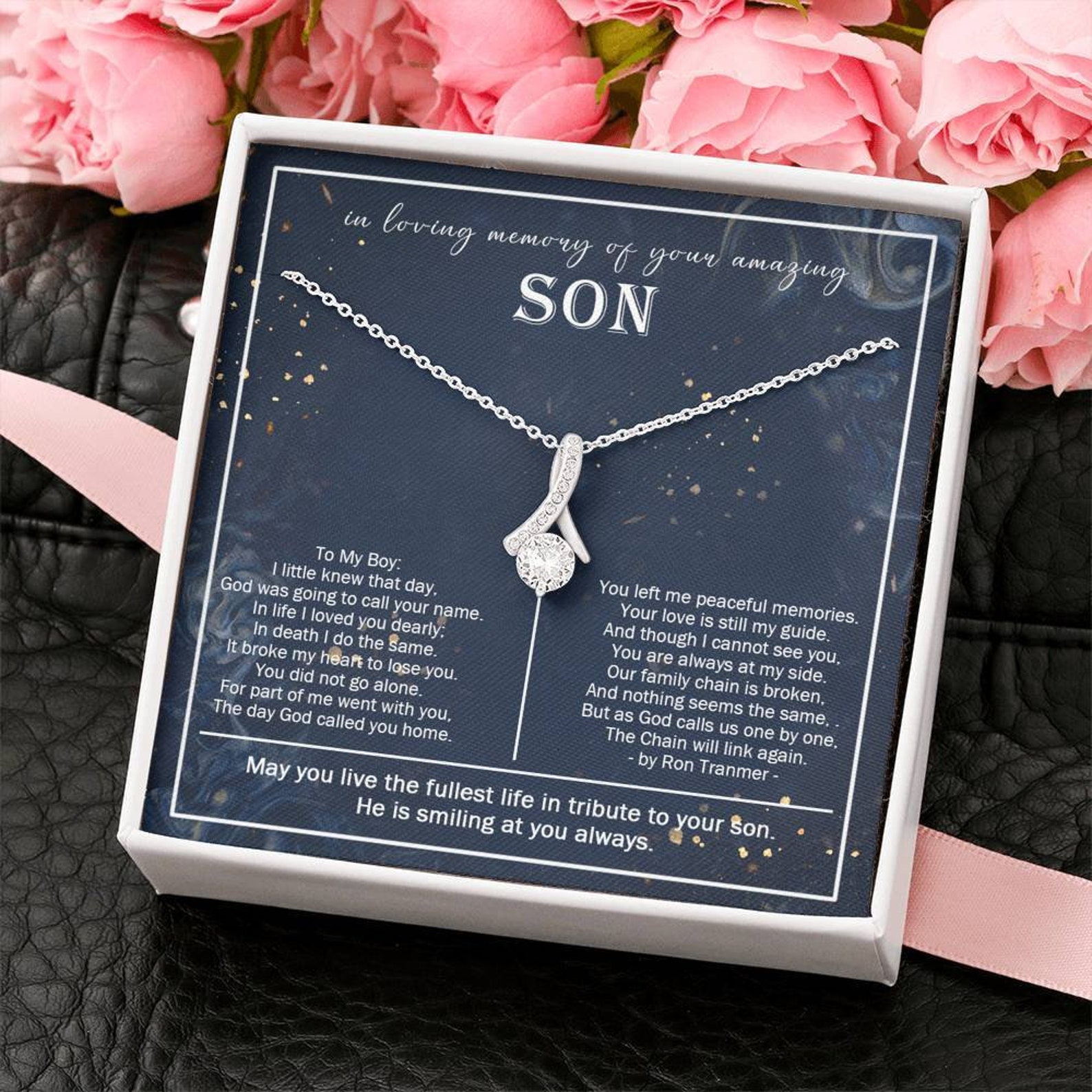 Loss of Son Gift Son Remembrance Necklace Sympathy Gift Son Etsy