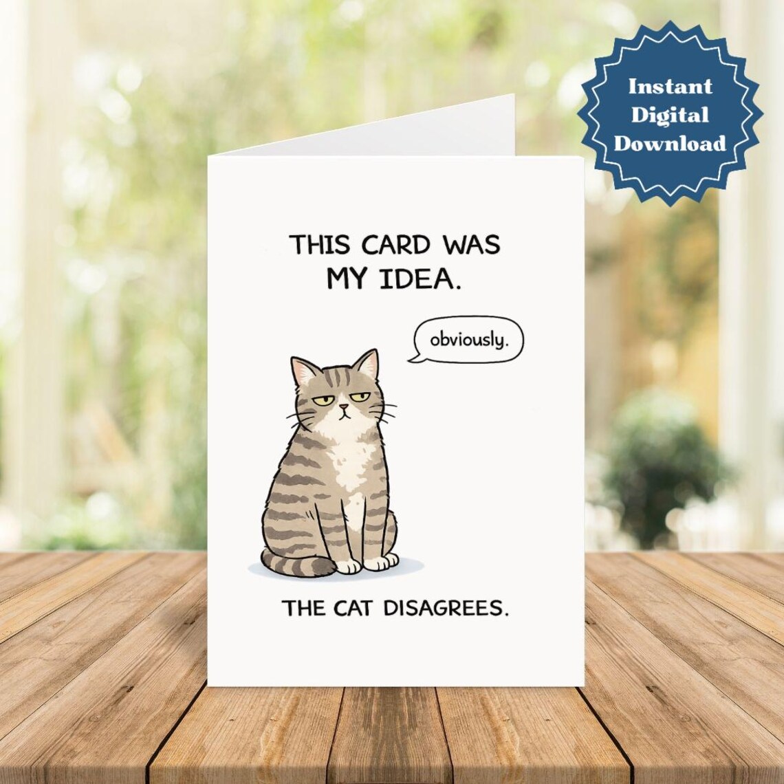 Funny Cat Birthday Card Printable, Sarcastic Cat Card, This Card Was My ...